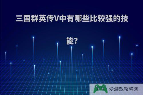 三国群英传V中有哪些比较强的技能?