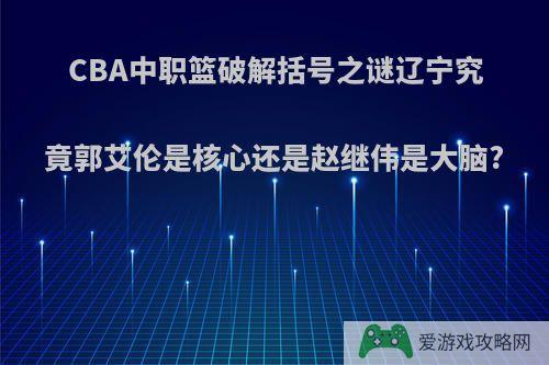 CBA中职篮破解括号之谜辽宁究竟郭艾伦是核心还是赵继伟是大脑?