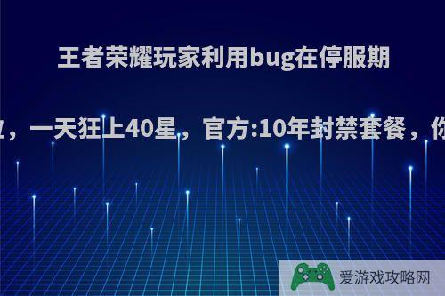 王者荣耀玩家利用bug在停服期间打排位，一天狂上40星，官方:10年封禁套餐，你怎么看?