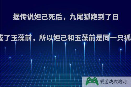 据传说妲己死后，九尾狐跑到了日本，成了玉藻前，所以妲己和玉藻前是同一只狐狸吗?