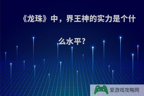 《龙珠》中，界王神的实力是个什么水平?