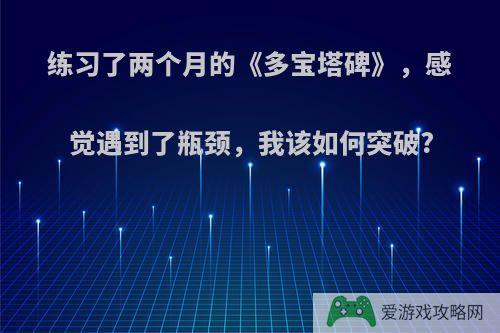 练习了两个月的《多宝塔碑》，感觉遇到了瓶颈，我该如何突破?