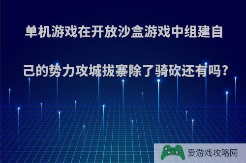 单机游戏在开放沙盒游戏中组建自己的势力攻城拔寨除了骑砍还有吗?