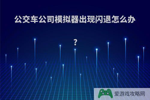 公交车公司模拟器出现闪退怎么办?