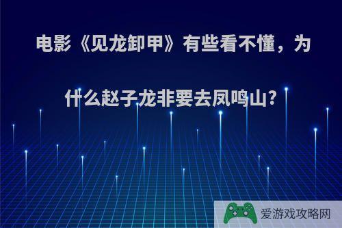 电影《见龙卸甲》有些看不懂，为什么赵子龙非要去凤鸣山?