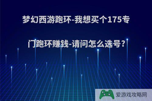 梦幻西游跑环-我想买个175专门跑环赚钱-请问怎么选号?