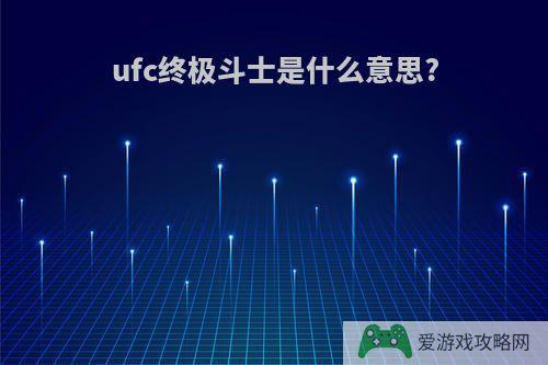 ufc终极斗士是什么意思?