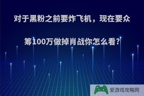 对于黑粉之前要炸飞机，现在要众筹100万做掉肖战你怎么看?