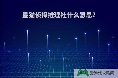 星猫侦探推理社什么意思?