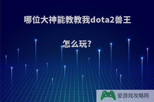 哪位大神能教教我dota2兽王怎么玩?