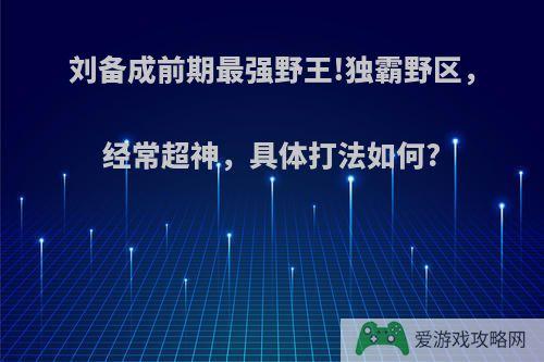 刘备成前期最强野王!独霸野区，经常超神，具体打法如何?