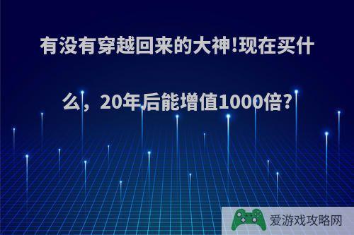 有没有穿越回来的大神!现在买什么，20年后能增值1000倍?