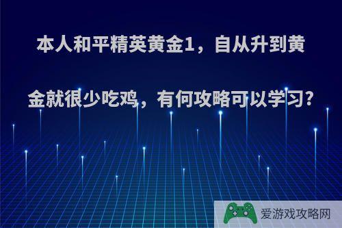 本人和平精英黄金1，自从升到黄金就很少吃鸡，有何攻略可以学习?