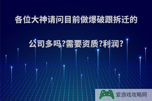 各位大神请问目前做爆破跟拆迁的公司多吗?需要资质?利润?