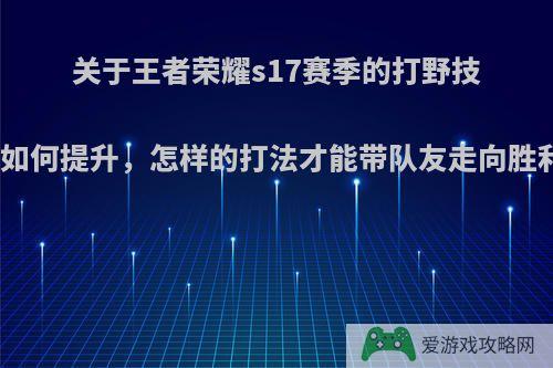 关于王者荣耀s17赛季的打野技术如何提升，怎样的打法才能带队友走向胜利?