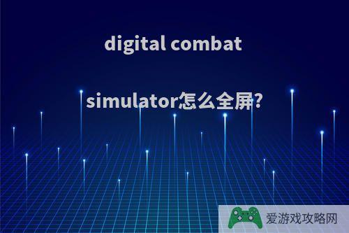 digital combat simulator怎么全屏?