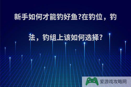 新手如何才能钓好鱼?在钓位，钓法，钓组上该如何选择?