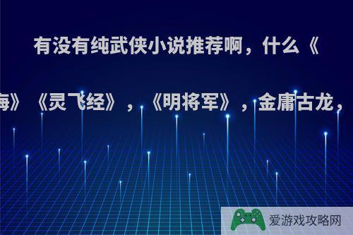 有没有纯武侠小说推荐啊，什么《英雄志》，《昆仑》《沧海》《灵飞经》，《明将军》，金庸古龙，《武道狂之诗》都看过了?