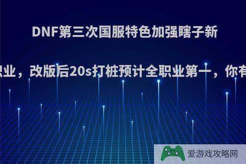 DNF第三次国服特色加强瞎子新晋幻神职业，改版后20s打桩预计全职业第一，你有何看法?