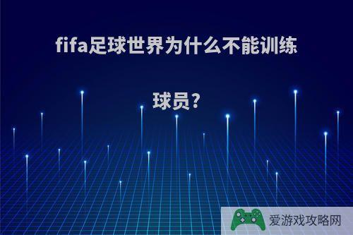 fifa足球世界为什么不能训练球员?