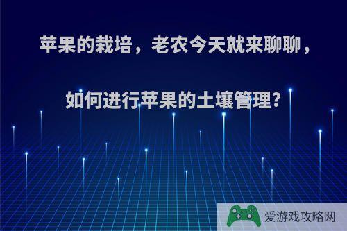 苹果的栽培，老农今天就来聊聊，如何进行苹果的土壤管理?