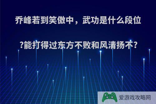 乔峰若到笑傲中，武功是什么段位?能打得过东方不败和风清扬不?