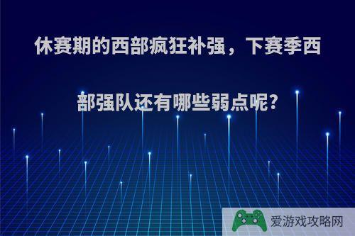 休赛期的西部疯狂补强，下赛季西部强队还有哪些弱点呢?