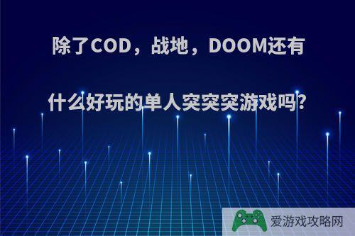 除了COD，战地，DOOM还有什么好玩的单人突突突游戏吗?