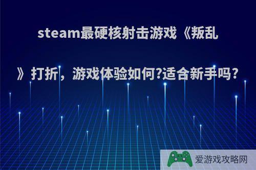 steam最硬核射击游戏《叛乱》打折，游戏体验如何?适合新手吗?