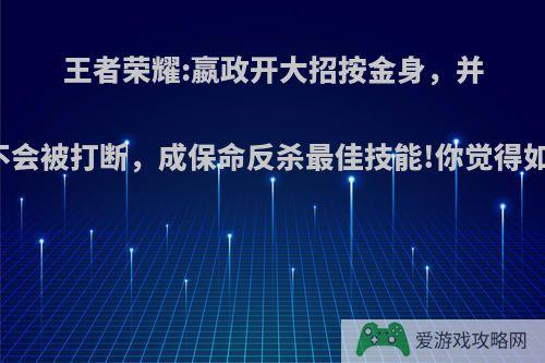 王者荣耀:嬴政开大招按金身，并且不会被打断，成保命反杀最佳技能!你觉得如何?