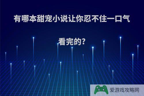 有哪本甜宠小说让你忍不住一口气看完的?