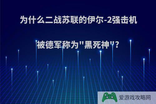 为什么二战苏联的伊尔-2强击机被德军称为