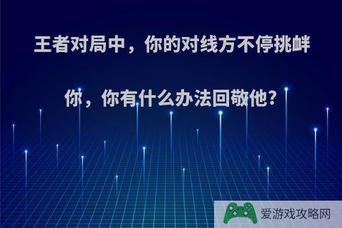 王者对局中，你的对线方不停挑衅你，你有什么办法回敬他?