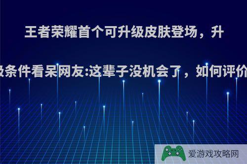 王者荣耀首个可升级皮肤登场，升级条件看呆网友:这辈子没机会了，如何评价?