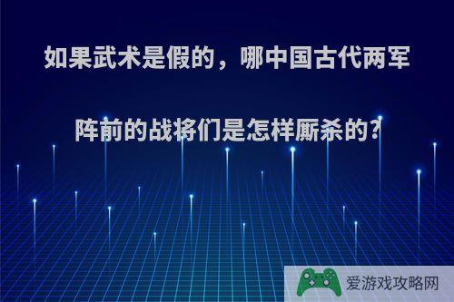 如果武术是假的，哪中国古代两军阵前的战将们是怎样厮杀的?