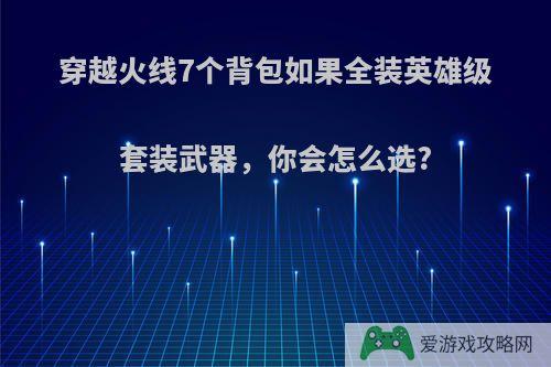 穿越火线7个背包如果全装英雄级套装武器，你会怎么选?