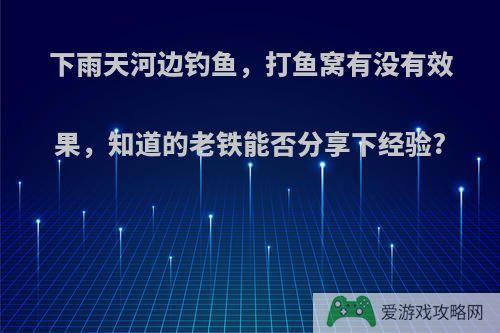 下雨天河边钓鱼，打鱼窝有没有效果，知道的老铁能否分享下经验?