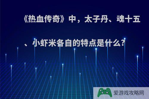 《热血传奇》中，太子丹、魂十五、小虾米各自的特点是什么?