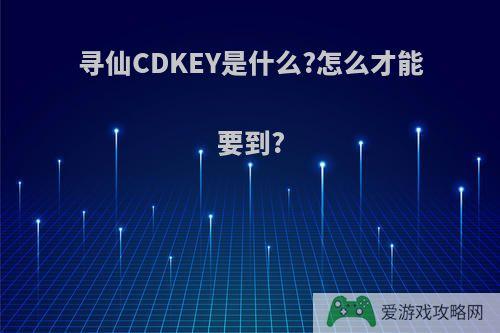 寻仙CDKEY是什么?怎么才能要到?