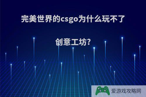 完美世界的csgo为什么玩不了创意工坊?