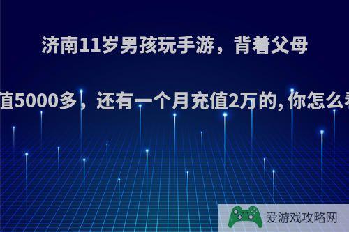 济南11岁男孩玩手游，背着父母充值5000多，还有一个月充值2万的, 你怎么看?