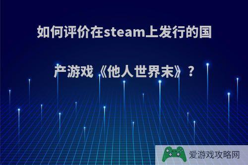 如何评价在steam上发行的国产游戏《他人世界末》?