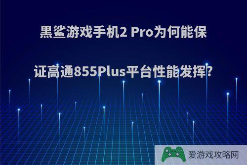 黑鲨游戏手机2 Pro为何能保证高通855Plus平台性能发挥?