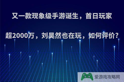 又一款现象级手游诞生，首日玩家超2000万，刘昊然也在玩，如何评价?