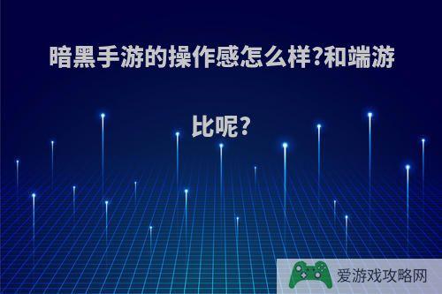 暗黑手游的操作感怎么样?和端游比呢?