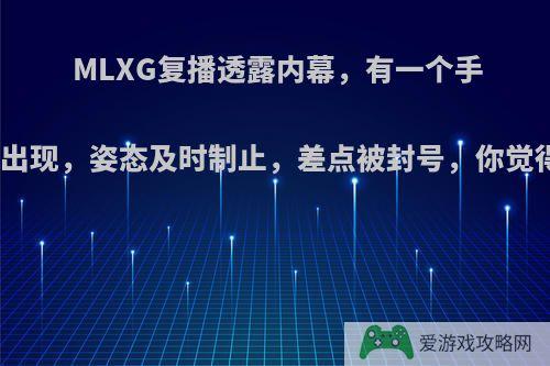 MLXG复播透露内幕，有一个手游即将出现，姿态及时制止，差点被封号，你觉得如何?