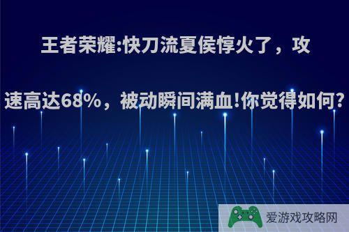 王者荣耀:快刀流夏侯惇火了，攻速高达68%，被动瞬间满血!你觉得如何?