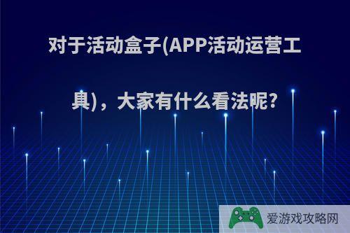 对于活动盒子(APP活动运营工具)，大家有什么看法呢?