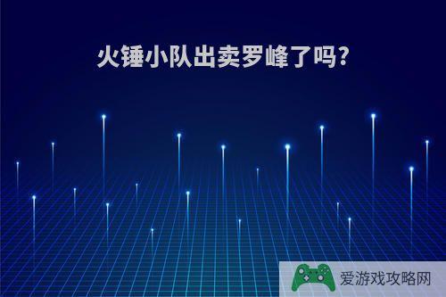 火锤小队出卖罗峰了吗?