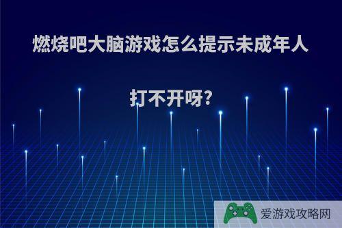 燃烧吧大脑游戏怎么提示未成年人打不开呀?